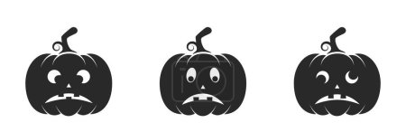 Illustration for Afraid halloween pumpkin icon set. jack o lantern and autumn symbols. isolated vector images in simple style - Royalty Free Image