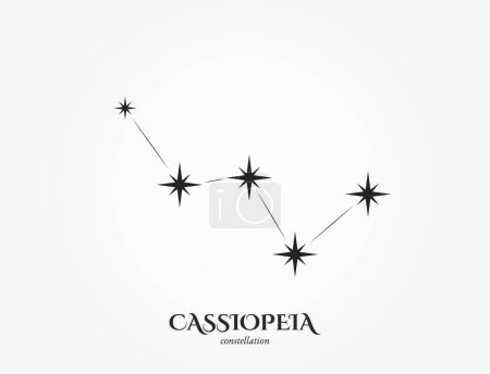 Illustration for Cassiopeia constellation. astronomy and stars design element. isolated vector image - Royalty Free Image