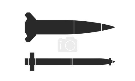 Illustration for Atacms and gmlrs missiles. weapon, ballistic rocket and multiple launch rocket system symbol. isolated vector image for military concepts - Royalty Free Image