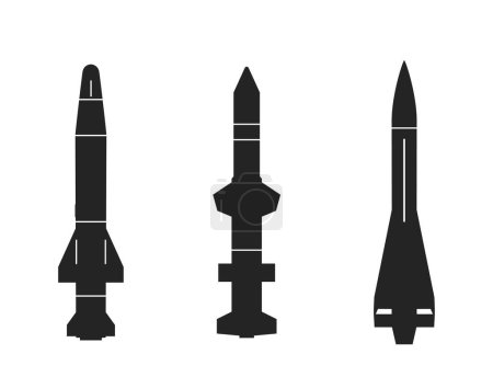 Illustration for Missile icon set. war, weapon and rocket system symbols. isolated vector images for military web design - Royalty Free Image