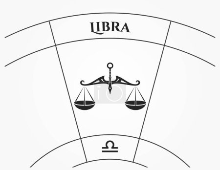 Ilustración de Libra signo del zodíaco. símbolo astrológico y horóscopo. imagen vectorial aislada en estilo simple - Imagen libre de derechos