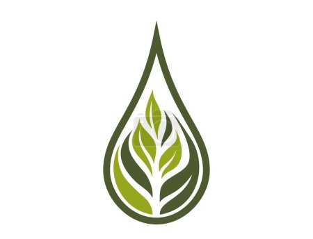 Icono ecológico. planta verde en gota. símbolo botánico, orgánico y de la naturaleza. imagen vectorial aislada en diseño plano