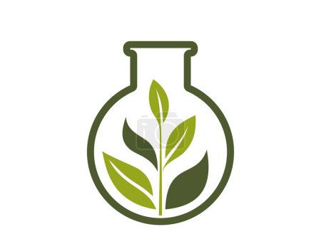 green plant in flask icon. eco, organic and botanical symbol. isolated vector illustration in flat design