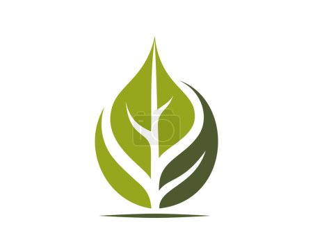 green leaf icon. plant, spring and nature symbol. isolated vector image in flat design