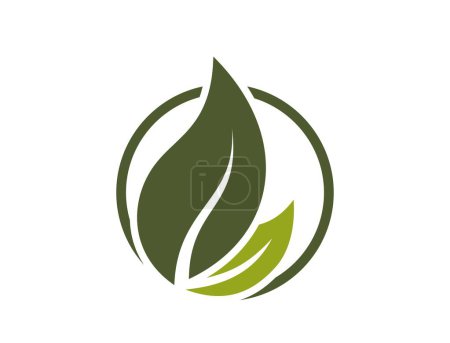 Eco logo. leaves in a circle. leaf and organic icon. isolated vector image in flat design