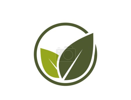 Icono ecológico. hojas en un círculo. símbolo bio y orgánico. imagen vectorial aislada en diseño plano
