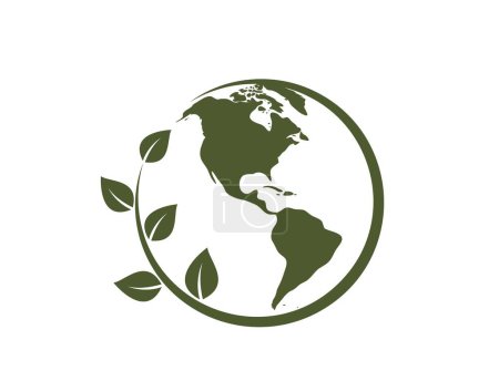 earth day illustration. Öko-Globus-Symbol. westliche Hemisphäre des Planeten Erde. isoliertes Vektorbild im einfachen Stil