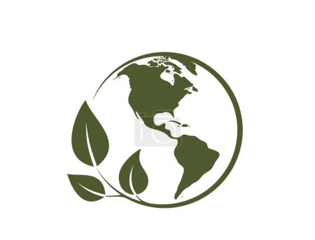 eco world icon. western hemisphere of the earth. earth day illustration. isolated vector image in simple style