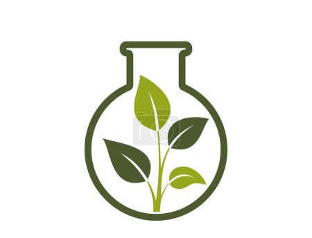 Ilustración de Brote verde en el icono del frasco. símbolo ecológico, orgánico y biológico. ilustración vectorial aislada en diseño plano - Imagen libre de derechos