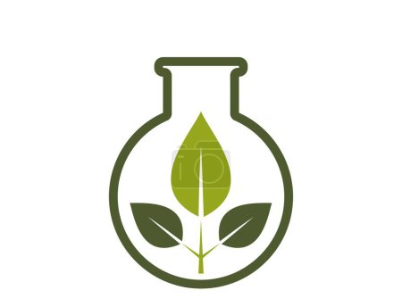 green plant in flask icon. organic, eco friendly and botanical symbol. isolated vector illustration in flat design