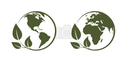 Illustration for Eco world icons. western and eastern hemispheres of the earth. isolated vector images in simple style - Royalty Free Image