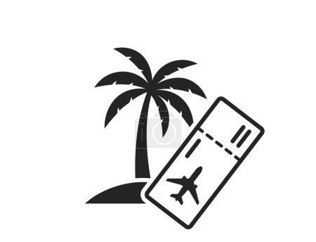 tropical travel icon. palm tree and flight ticket. exotic vacation symbol. isolated vector image for tourism design