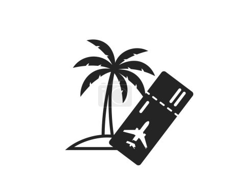 tropical travel icon. palm tree and flight ticket. exotic vacation and beach resort symbol. isolated vector image for tourism design