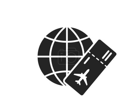Flugticket und Weltflach-Ikone. Reise und Reise-Symbol. isoliertes Vektorbild für Tourismus-Design