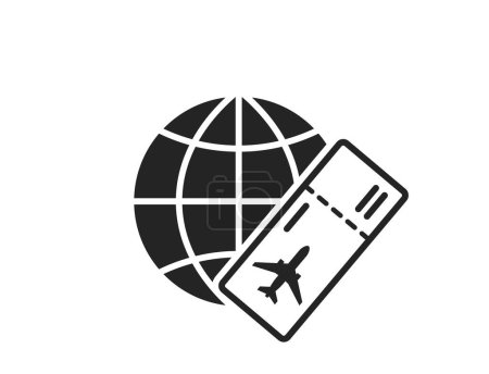Flugticket und Weltzeituhr. Luftfahrt und Reise-Symbol. isoliertes Vektorbild für Tourismus-Design