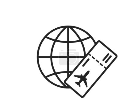 Welt- und Flugticketline-Symbol. Luftfahrt und Reise-Symbol. isoliertes Vektorbild für Tourismus-Design