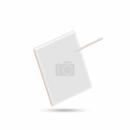 Photo for School supplies icon. White tablet. 3D render - Royalty Free Image
