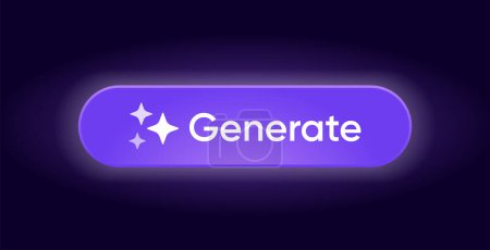 Illustration for Generate AI button. Artificial intelligence icon. Machine learning generator. Generate text and image press button. Magic stars sign. Chat brain assistant. Vector illustration. - Royalty Free Image
