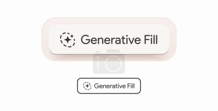 Generative fill button. Modern generate AI digital pushbutton. Artificial intelligence prompt. LLM stars logo. Machine learning image generator. Picture bot assistant. UI design.