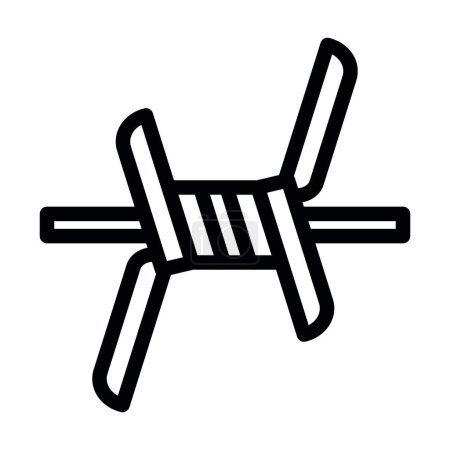 Barbed Wire Vector Thick Line Icon For Personal And Commercial Use
