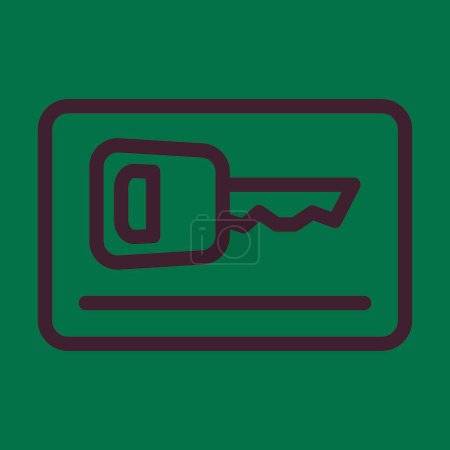 Card Key Vector Thick Line Icon For Personal And Commercial Use