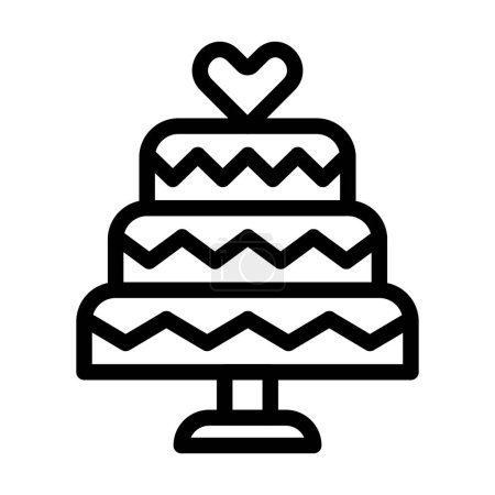 Téléchargez les illustrations : Conception d'icône de ligne d'illustration vectorielle de gâteau de mariage - en licence libre de droit