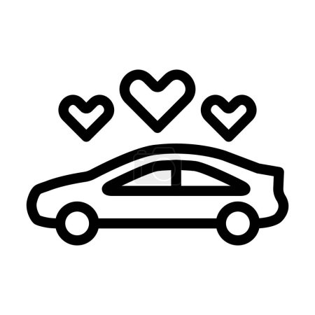 Téléchargez les illustrations : Conception d'icône de ligne d'illustration vectorielle de voiture de mariage - en licence libre de droit