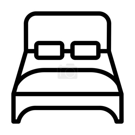 Illustration for Double Bed Vector Illustration Line Icon Design - Royalty Free Image