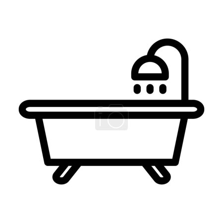 Téléchargez les illustrations : Bath Tub Vector Illustration Line Icon Design - en licence libre de droit
