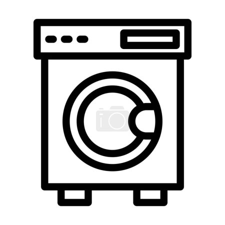 Téléchargez les illustrations : Laundry Machine Vector Illustration Line Icon Design - en licence libre de droit