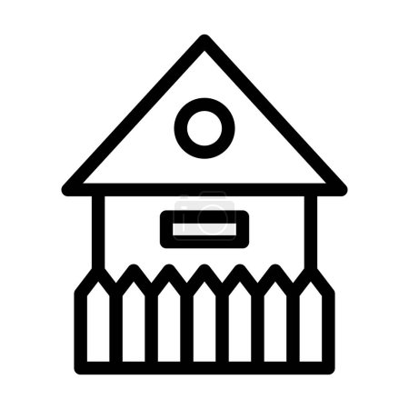 Téléchargez les illustrations : Farmhouse Vector Illustration Line Icon Design - en licence libre de droit