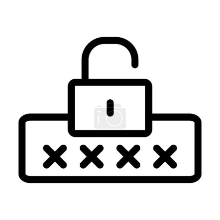 Téléchargez les illustrations : Broken Password Vector Illustration Line Icon Design - en licence libre de droit