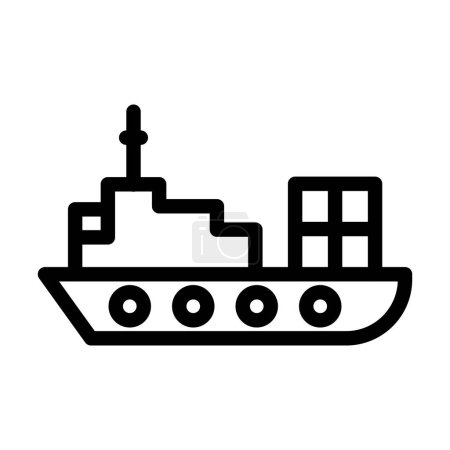 Ilustración de Cargo Ship Vector Illustration Line Icon Design - Imagen libre de derechos