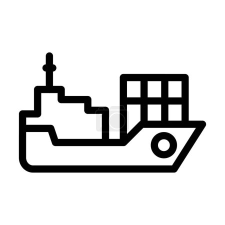 Téléchargez les illustrations : Logistics Ship Vector Illustration Line Icon Design - en licence libre de droit