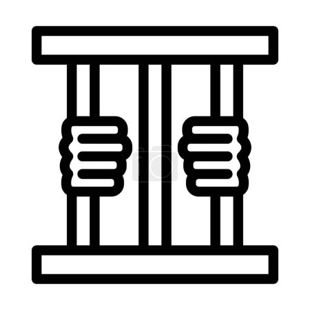 Ilustración de Criminal behind bars Vector Illustration Line Icon Design - Imagen libre de derechos