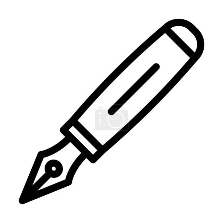 Téléchargez les illustrations : Fountain Pen Vector Illustration Line Icon Design - en licence libre de droit