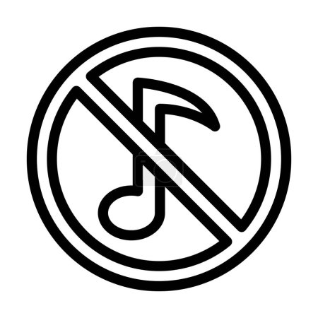 Téléchargez les illustrations : No Music Vector Illustration Line Icon Design - en licence libre de droit