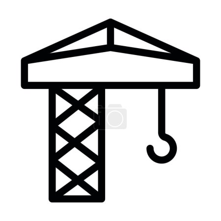 Ilustración de Tower Crane Vector Illustration Line Icon Design - Imagen libre de derechos