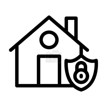 Téléchargez les illustrations : House Protection Vector Illustration Line Icon Design - en licence libre de droit