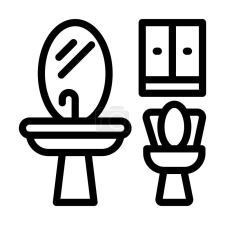 Téléchargez les illustrations : Icône de ligne épaisse de vecteur de salle de bains pour l'usage personnel et commercial - en licence libre de droit