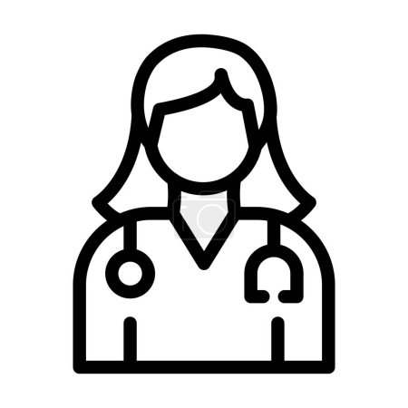 Téléchargez les illustrations : Icône de ligne épaisse de vecteur de docteur femelle pour l'usage personnel et commercial - en licence libre de droit