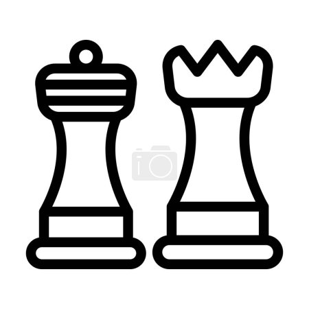 Téléchargez les illustrations : Icône de ligne épaisse de vecteur d'échecs pour l'usage personnel et commercial - en licence libre de droit