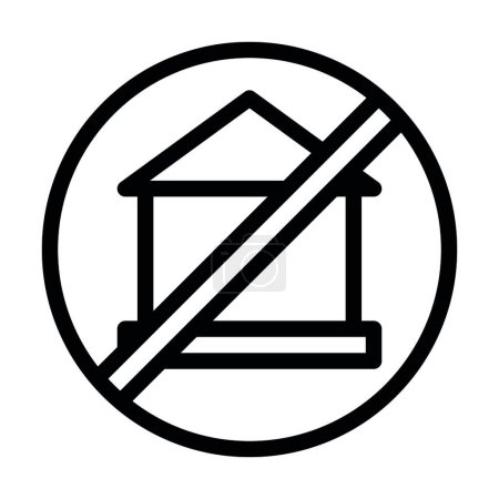 Téléchargez les illustrations : Aucune icône de ligne épaisse de vecteur de maison pour l'usage personnel et commercial - en licence libre de droit