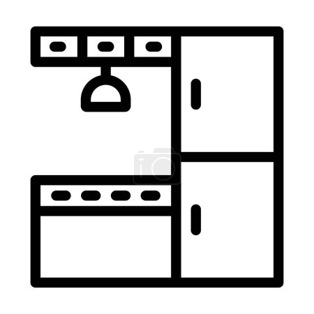 Ilustración de Icono de línea gruesa del vector del gabinete de cocina para uso personal y comercial - Imagen libre de derechos