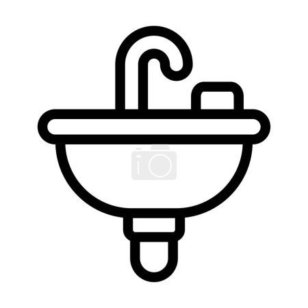 Téléchargez les illustrations : Icône de ligne épaisse de vecteur de lavabo pour l'usage personnel et commercial - en licence libre de droit