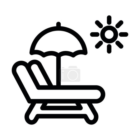 Téléchargez les illustrations : Icône de ligne épaisse de vecteur de chaise longue pour l'usage personnel et commercial - en licence libre de droit