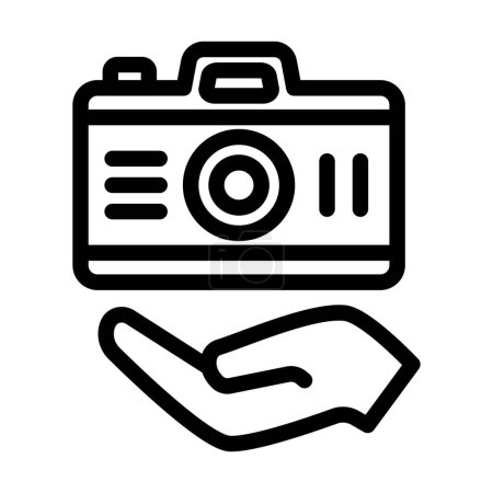 Téléchargez les illustrations : Icône de ligne épaisse de vecteur de caméra de main pour l'usage personnel et commercial - en licence libre de droit