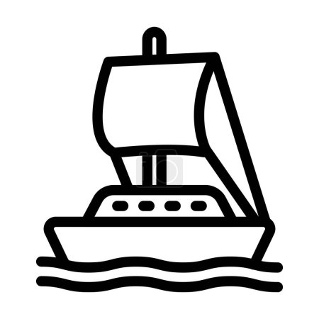 Téléchargez les illustrations : Icône de ligne épaisse de vecteur de bateau pour l'usage personnel et commercial - en licence libre de droit