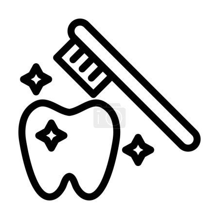 Tooth Cleaning Vector Thick Line Icon For Personal And Commercial Use