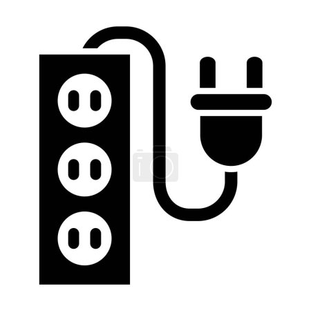 Illustration for Extension Cord Vector Glyph Icon For Personal And Commercial Use - Royalty Free Image